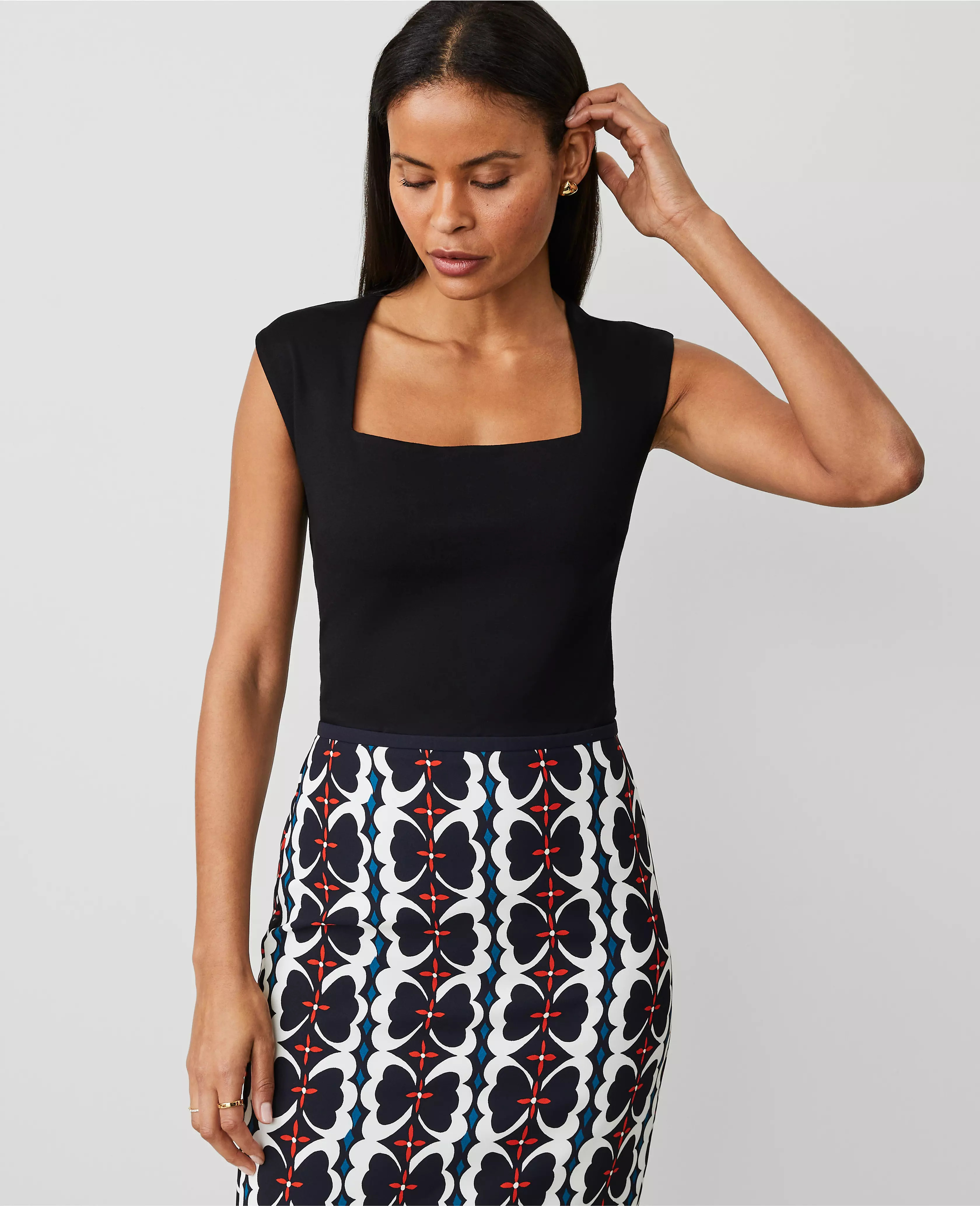 Ponte Square Neck Tank Top | Ann Taylor