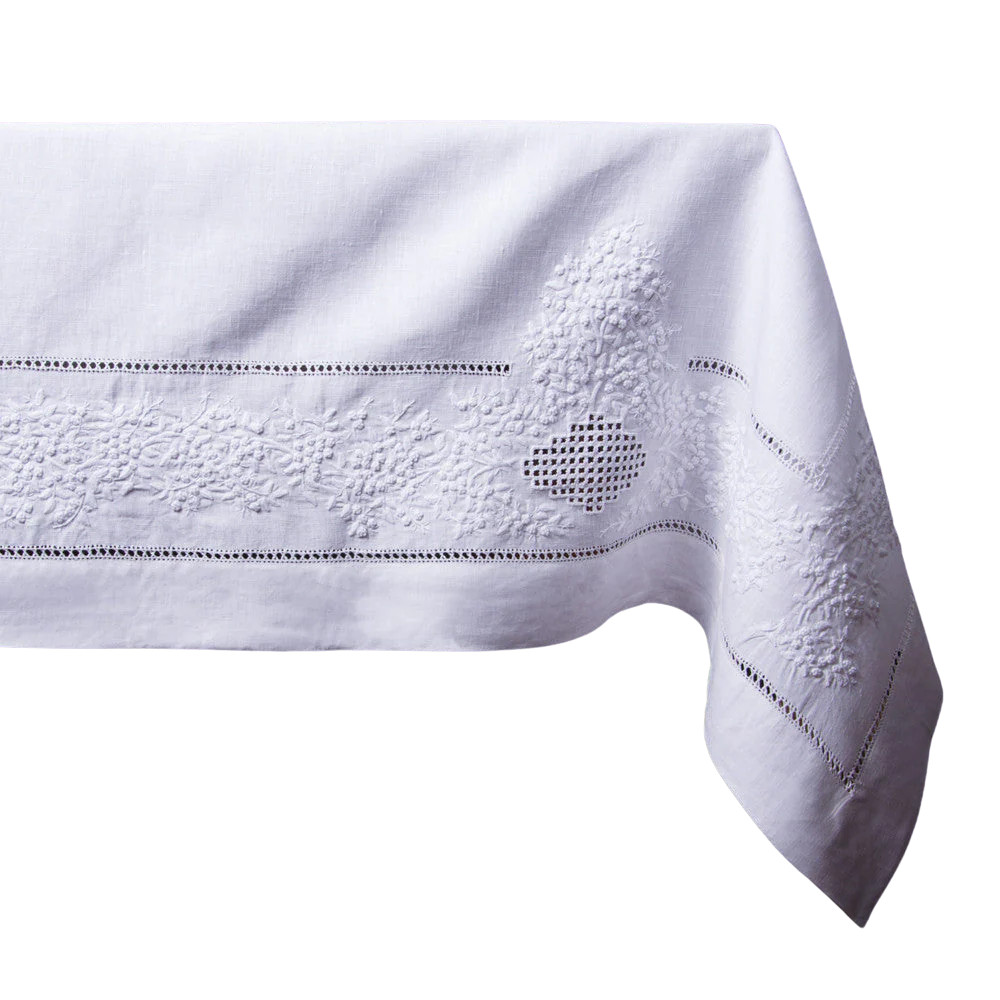Jardin Classic Tablecloth in Italian Linen in Six Colors | Over The Moon