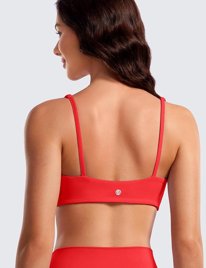CRZ YOGA Butterluxe Square Neck Spaghetti Strap Sports Bras for Women - Low Coverage Yoga Wireles... | Amazon (US)