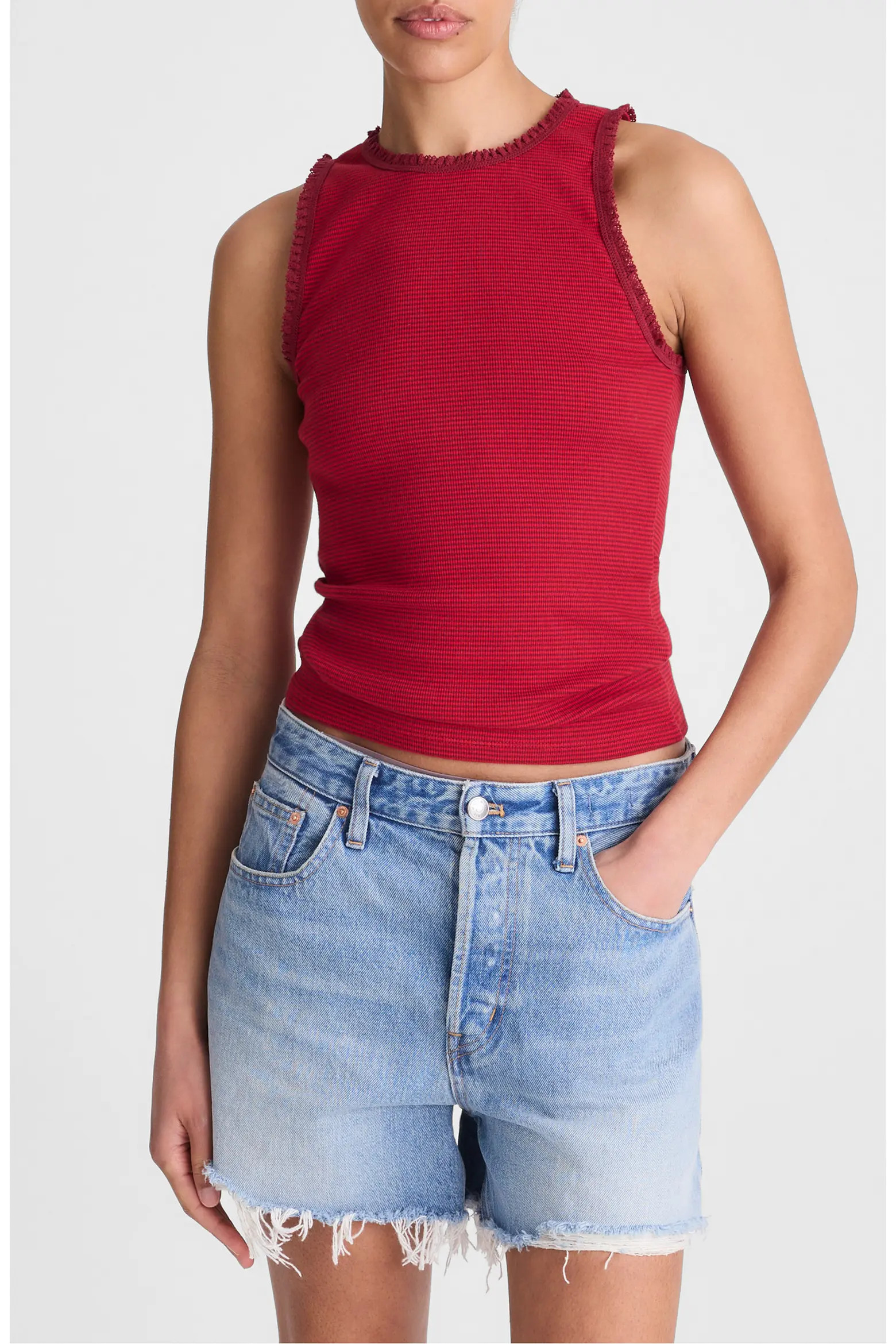 Lace Trim Rib Tank (Women) | Nordstrom | Nordstrom