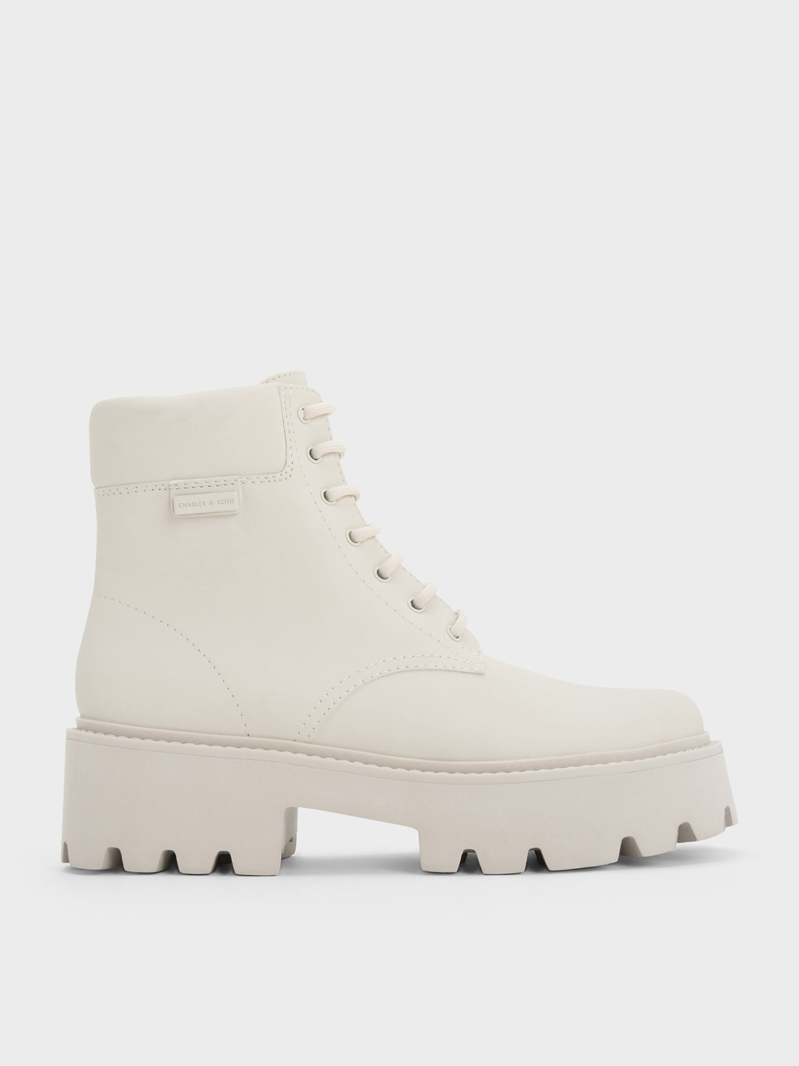 Ripley Ridged Sole Ankle Boots
 - Chalk | Charles & Keith EU
