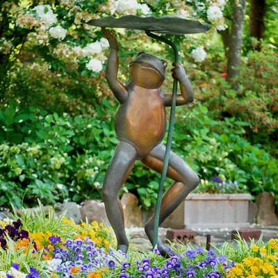 Bronze Frog Holding Lily Pad Fountain | Wayfair North America