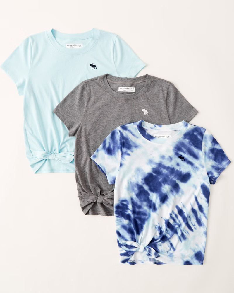 girls 3-pack tie-front icon tee | girls tops | Abercrombie.com | Abercrombie & Fitch (US)