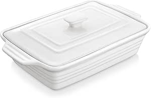 MALACASA 4.4 Quart Baking Dish With Lid, Porcelain Casserole dish with Lid, 13 x 9 Lasagna Pan De... | Amazon (US)