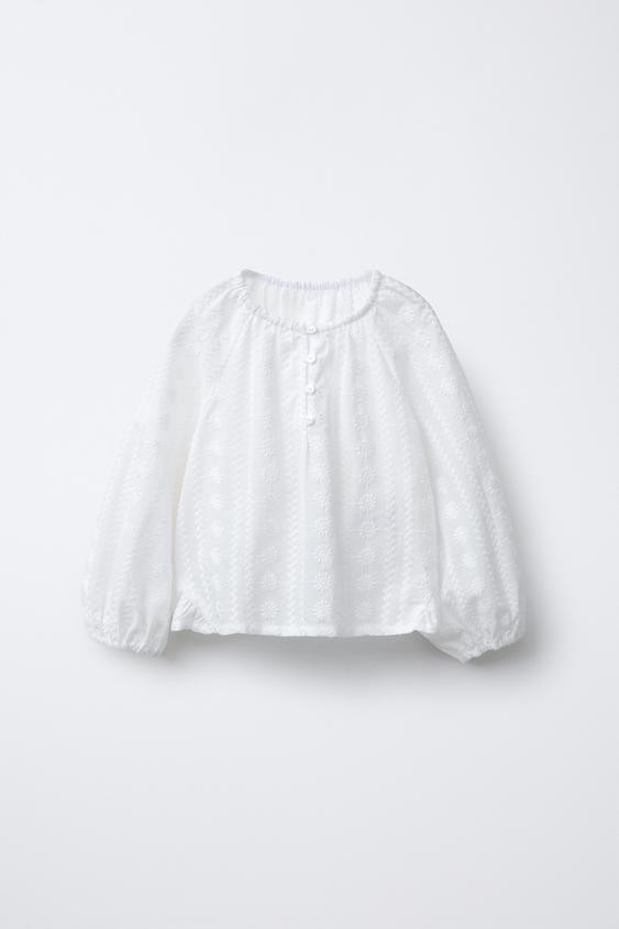 BLOUSE WITH FLORAL EMBROIDERY | Zara UK