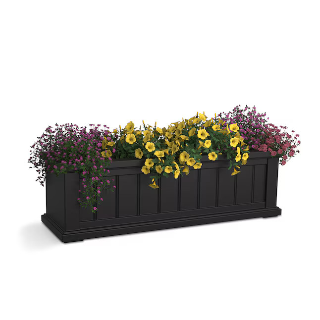 Mayne Rectangle 36-Inches W Large Black Plastic Outdoor Window box with Drainage Holes with Self ... | Lowe's
