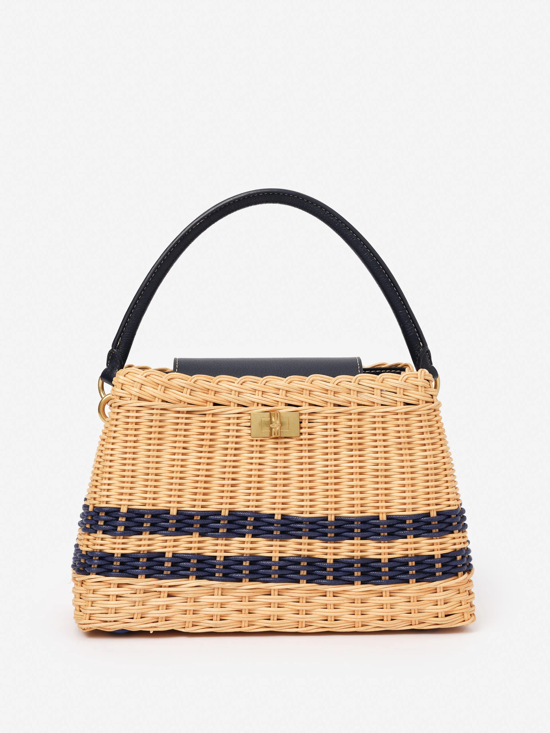 Natural/Navy Solid Faith Wicker Handbag | Women's Handbags | J.McLaughlin | J.McLaughlin