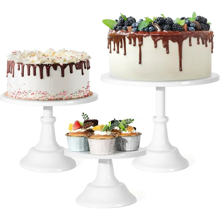 3 Pcs Cake Stand,White Cake Stand Set Disc Diameter 8" 10" 12"Round Dessert Stand  for Birthday P... | Walmart (US)