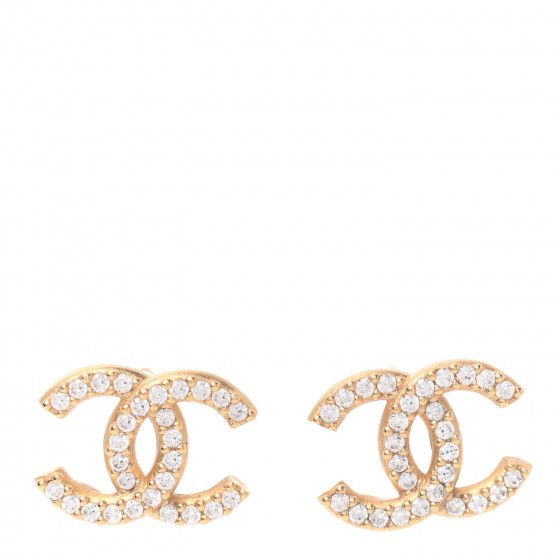 Crystal CC Earrings Gold | Fashionphile