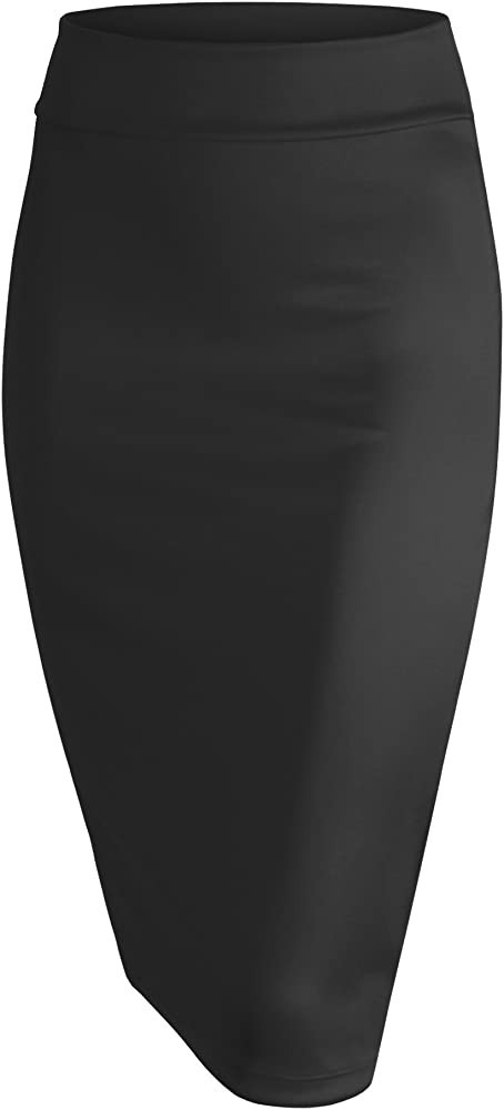 Women's Elastic Waist Stretch Bodycon Midi Knee Length Pencil Skirt for Office | Amazon (US)