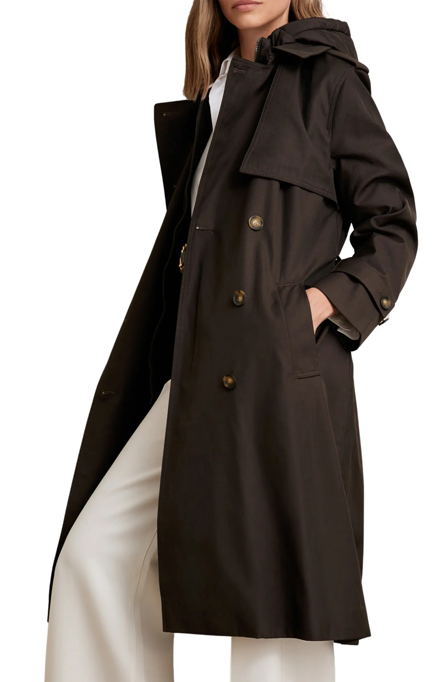 Azura Hooded Double Breasted Trench Coat | Nordstrom