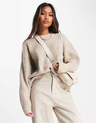 ASOS DESIGN - Pull ras de cou à larges nervures - Fauve | ASOS (Global)