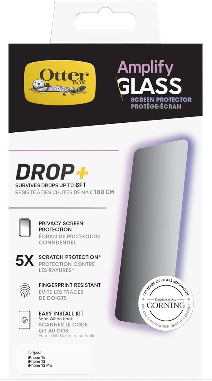 OtterBox AMPLIFY GLASS ANTIMICROBIAL PRIVACY Screen Protector for iPhone 14, iPhone 13 & iPhone 1... | Amazon (US)
