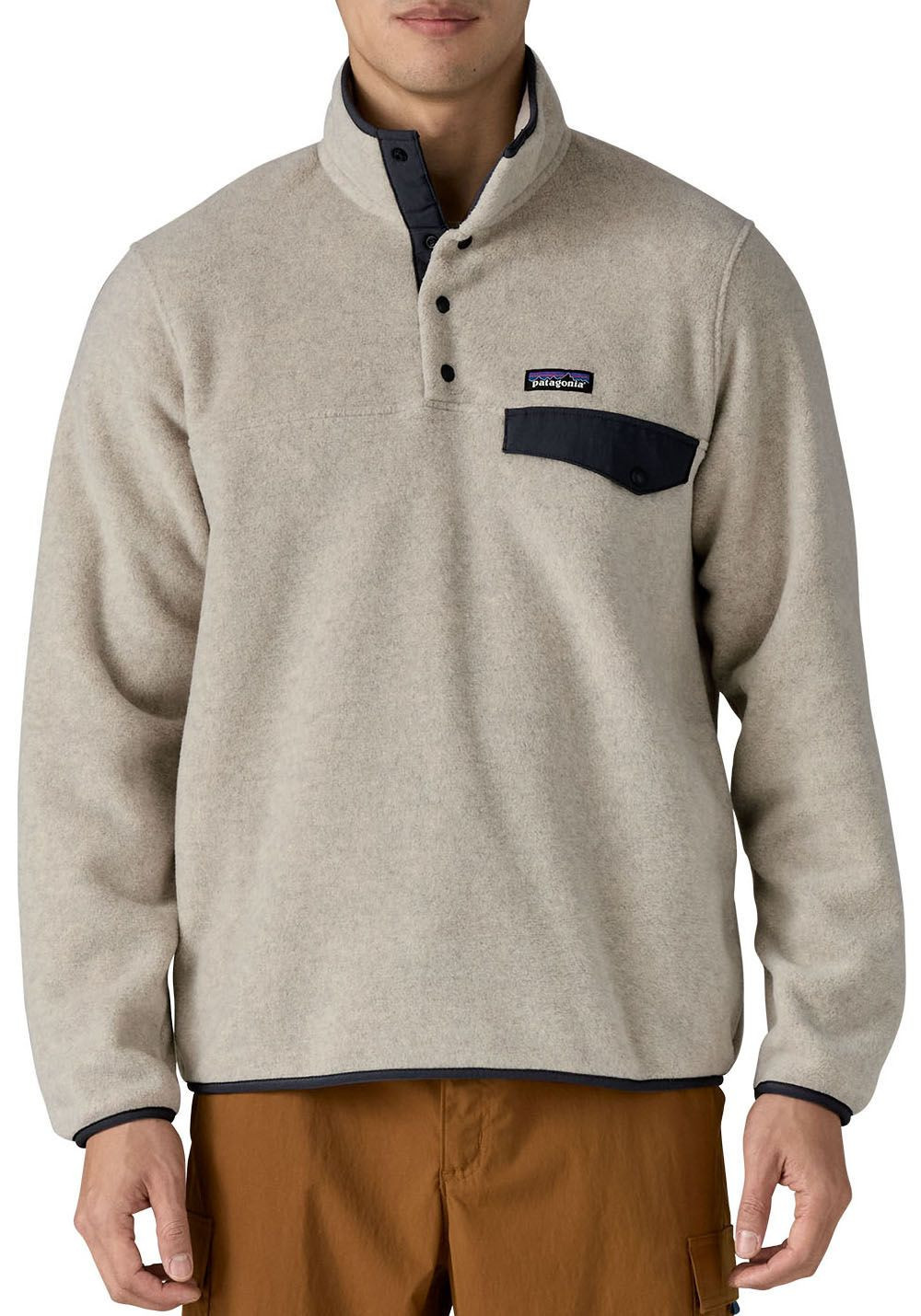 Patagonia Men's Lightweight Synchilla Snap Fleece Pullover, XXL, Oatmeal Hthr/Smolder Blue | DICK'S Sporting Goods