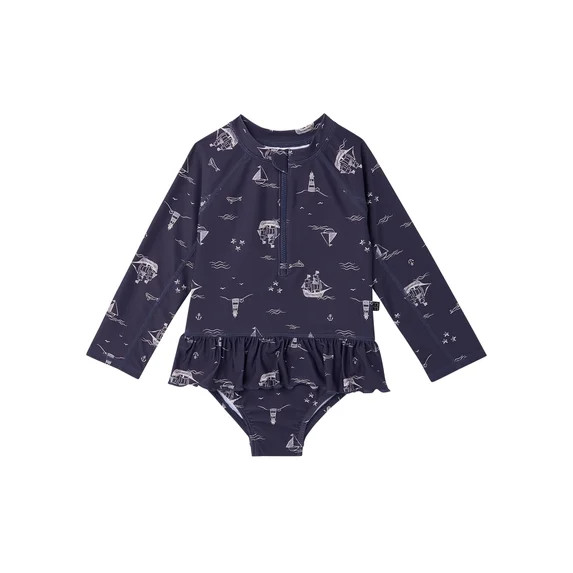 Modern Moments by Gerber Baby and Toddler Girl Rash Guard with Ruffles, Sizes 0/3M-5T | Walmart (US)