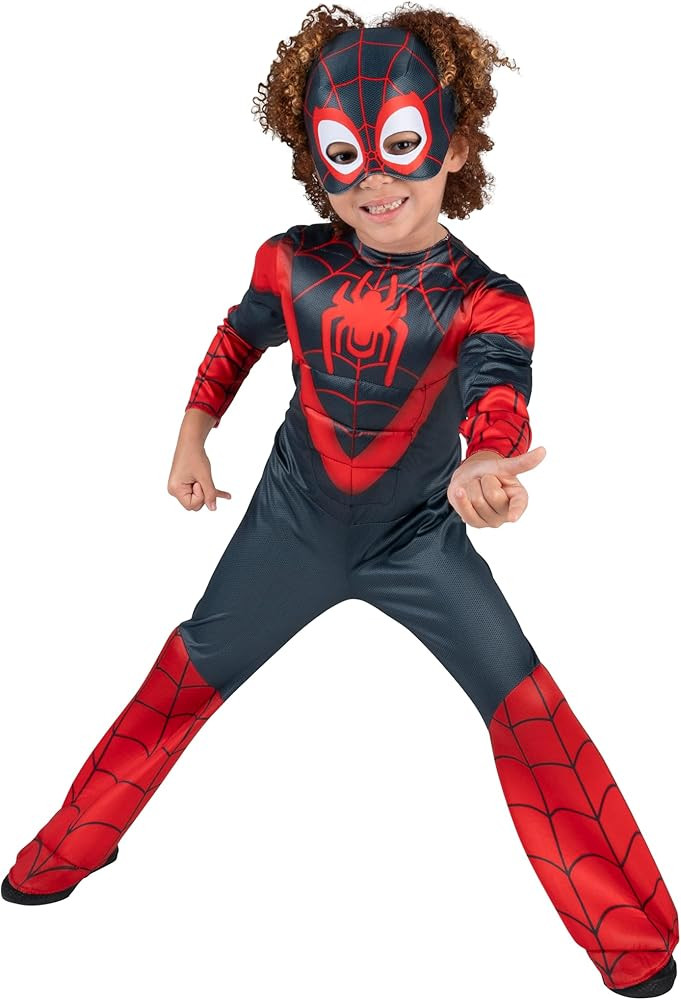 MARVEL Official Toddler Deluxe Halloween Costume - Premium Quality Padded Jumpsuit and Fabric Hea... | Amazon (US)