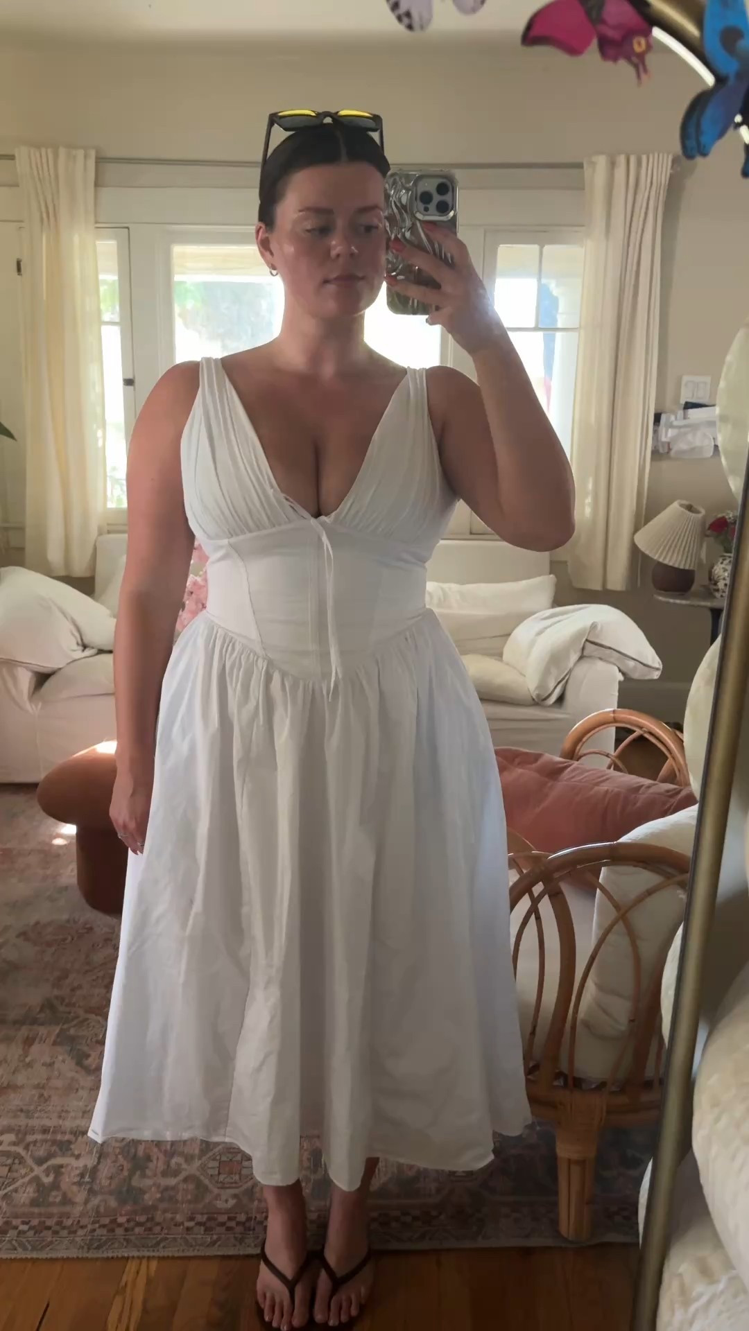 Wearing a size Large with D+ cup option 
My measurements are 39-28-42 / 34 DDD
#midsize #midsizefashion #sundress

#LTKWedding #LTKMidsize #LTKStyleTip
