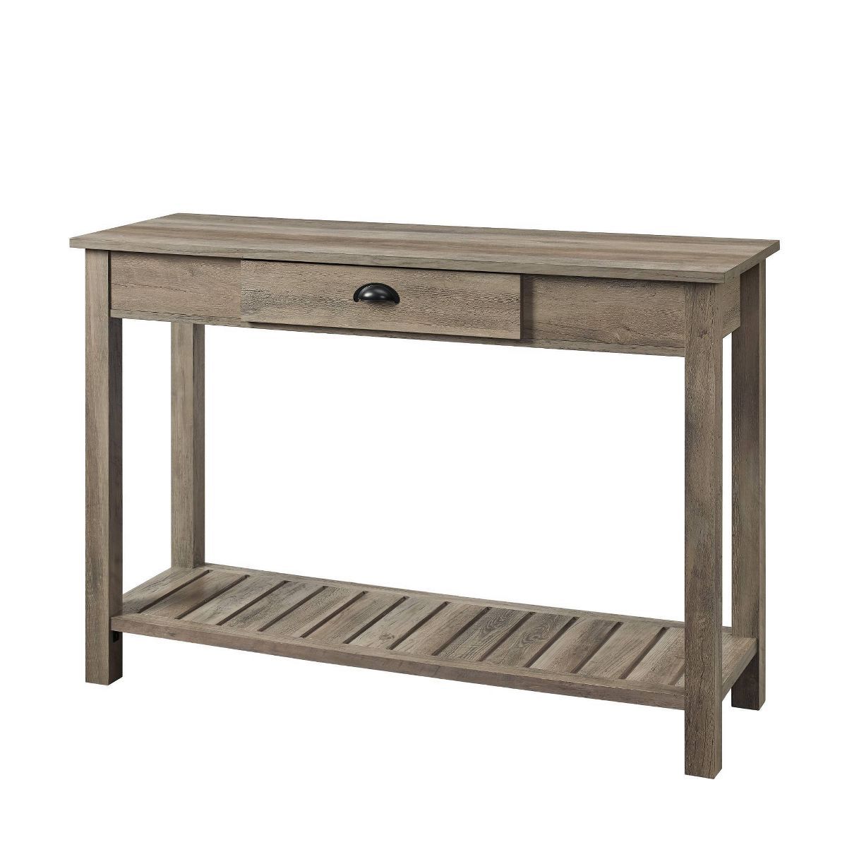June Rustic Farmhouse Entry Table with Lower Shelf Gray Wash - Saracina Home | Target