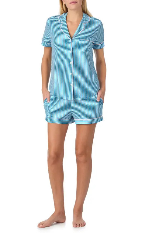 Kate Spade New York print short pajamas in Blue Stripe at Nordstrom, Size Large | Nordstrom
