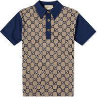 Gucci Men's All Over GG Polo Shirt in Beige/Navy, Size Small | END. Clothing | End Clothing (US & RoW)