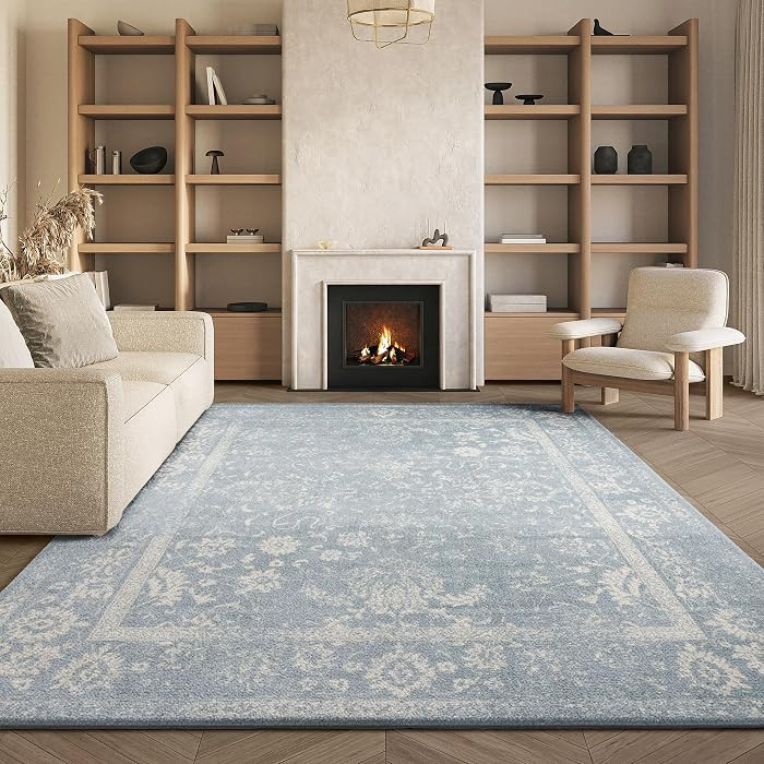 SAFAVIEH Area Rug 8x10 - Adirondack Collection - Large - Slate & Ivory, Distressed Vintage Floral... | Amazon (US)