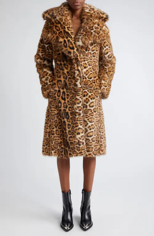 Rabanne Leopard Print Faux Fur Coat in Leopard Brush at Nordstrom, Size 10 Us | Nordstrom