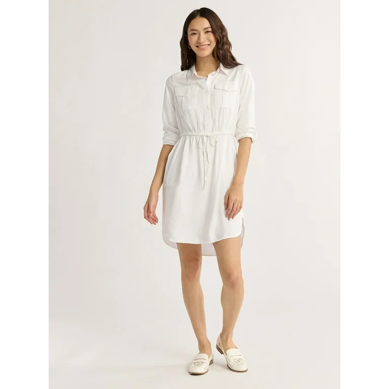 Time and Tru Women’s Soft Chambray Utility Shirt Dress, Sizes XS-XXXL | Walmart (US)