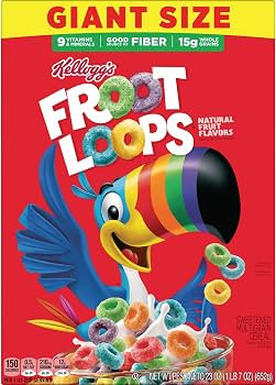 Kellogg's Froot Loops Breakfast Cereal, Good Source of Fiber, 15g Whole Grains, Giant Size, 23 oz | Amazon (US)