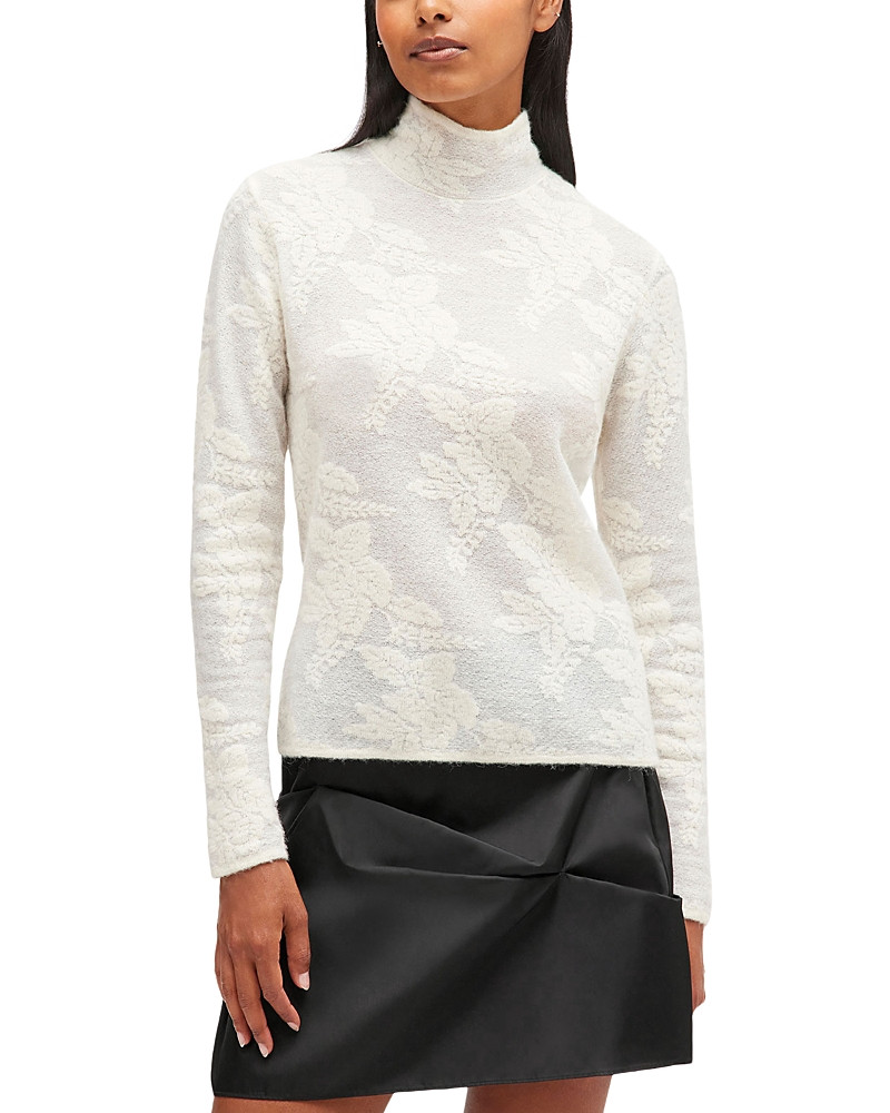 Ganni Sheer Flower Jacquard Turtleneck Top | Bloomingdale's (US)
