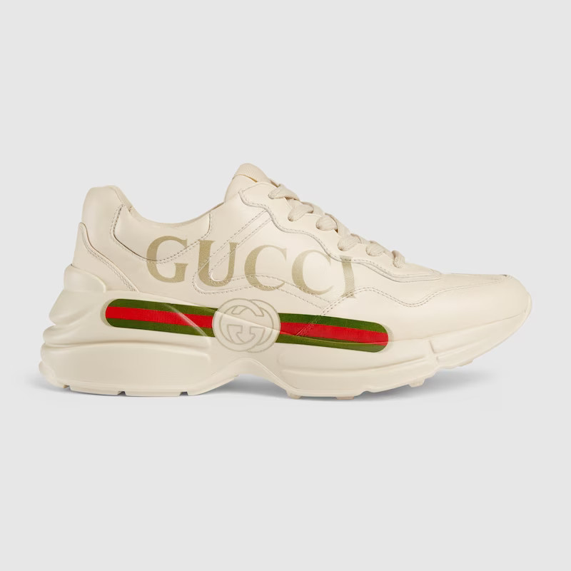 GUCCI Women's Rhyton Sneaker With Gucci Logo, White, Leather | Gucci (US)