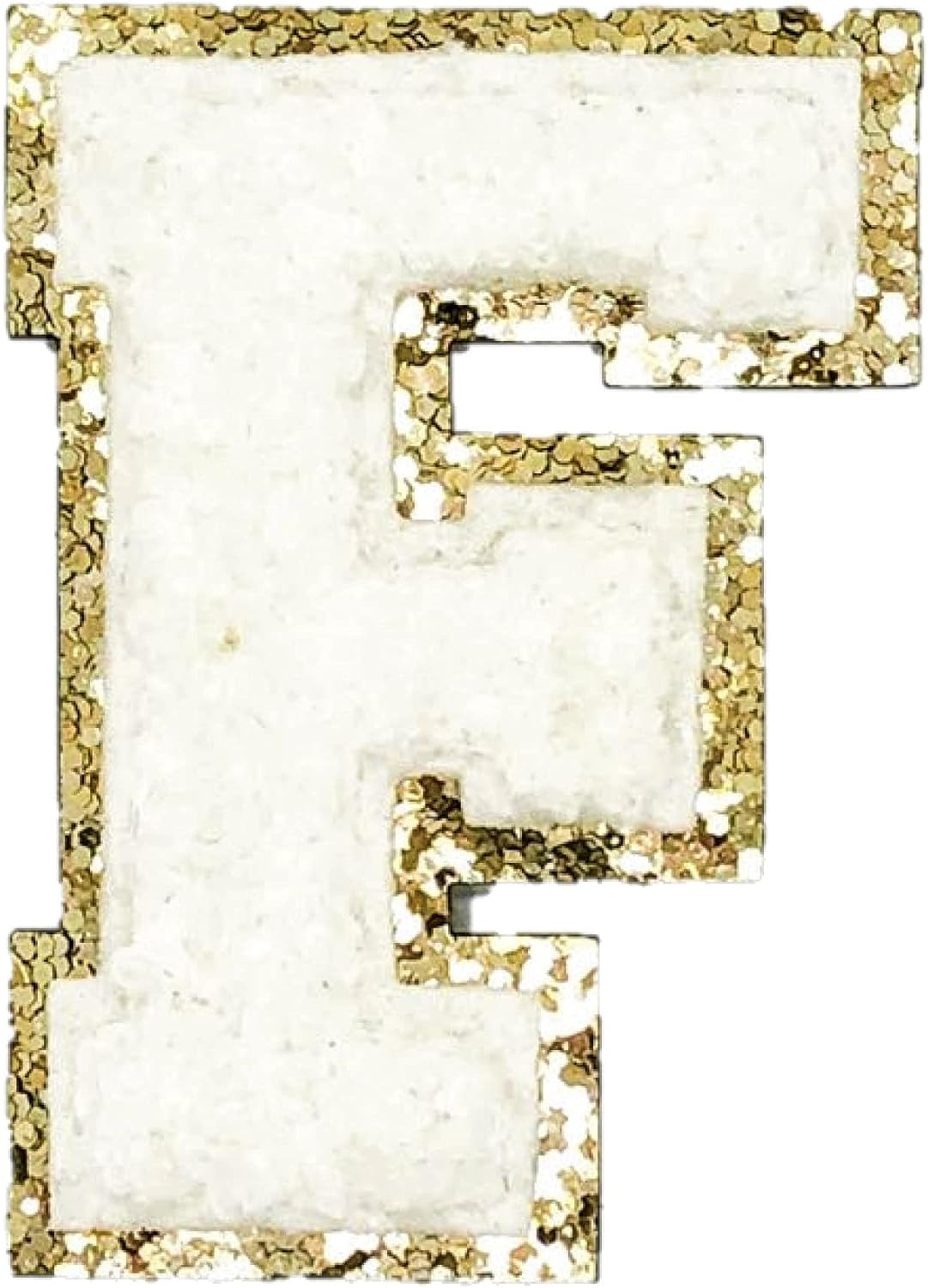 White Varsity Glitter Letter Chenille Initial Patch Adhesive Sticker 2.25in Height (F) | Amazon (US)