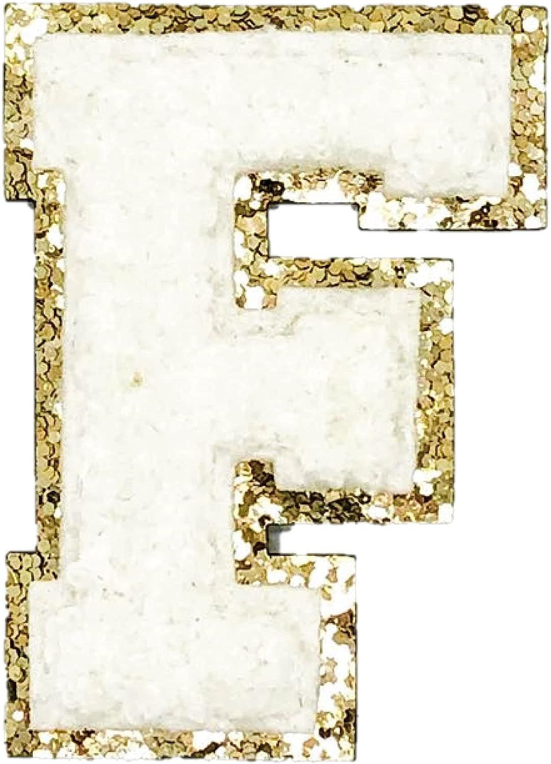 White Varsity Glitter Letter Chenille Initial Patch Adhesive Sticker 2.25in Height (F) | Amazon (US)