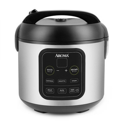 Aroma Housewares ARC-994SB Rice & Grain Cooker Slow Cook, Steam, Oatmeal, Risotto, 8-cup cooked/4-cup uncooked/2Qt, Stainless Steel Manufacturer | Target