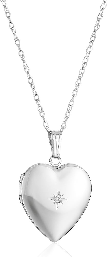 Amazon Collection 14k Yellow Gold Heart Locket Necklace with Diamond-Accent | Amazon (US)