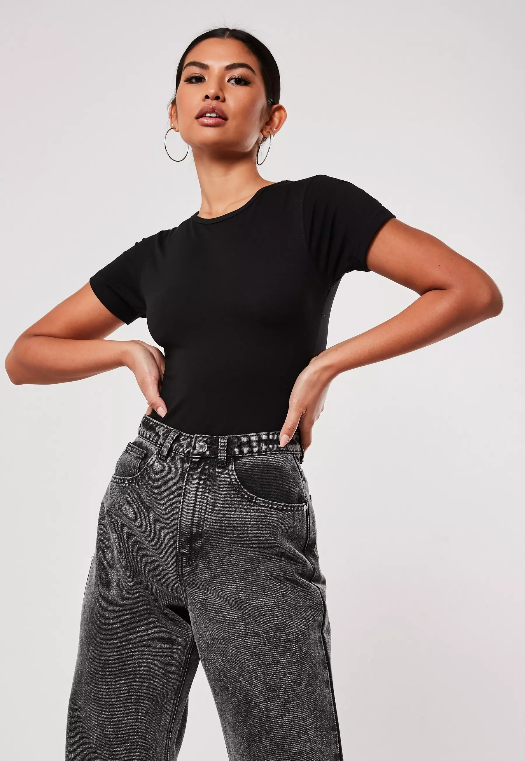 Black Short Sleeve Bodysuit | Missguided (UK & IE)