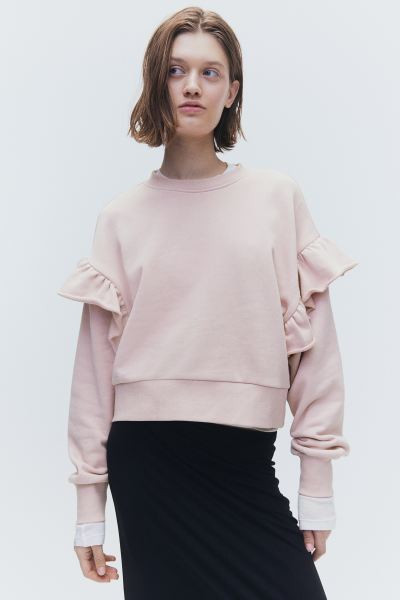 Oversized Ruffle-trimmed Sweatshirt | H&M (US + CA)