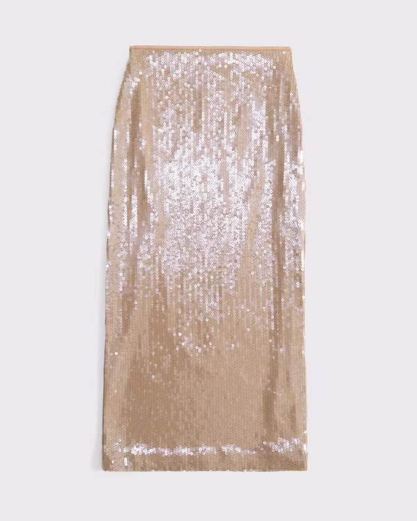 High Rise Sequin Sheer Maxi Skirt | Abercrombie & Fitch (US)