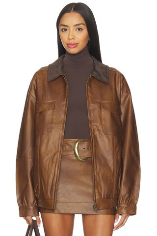 Show Me Your Mumu Maverick Bomber Jacket in Chestnut Brown from Revolve.com | Revolve Clothing (Global)