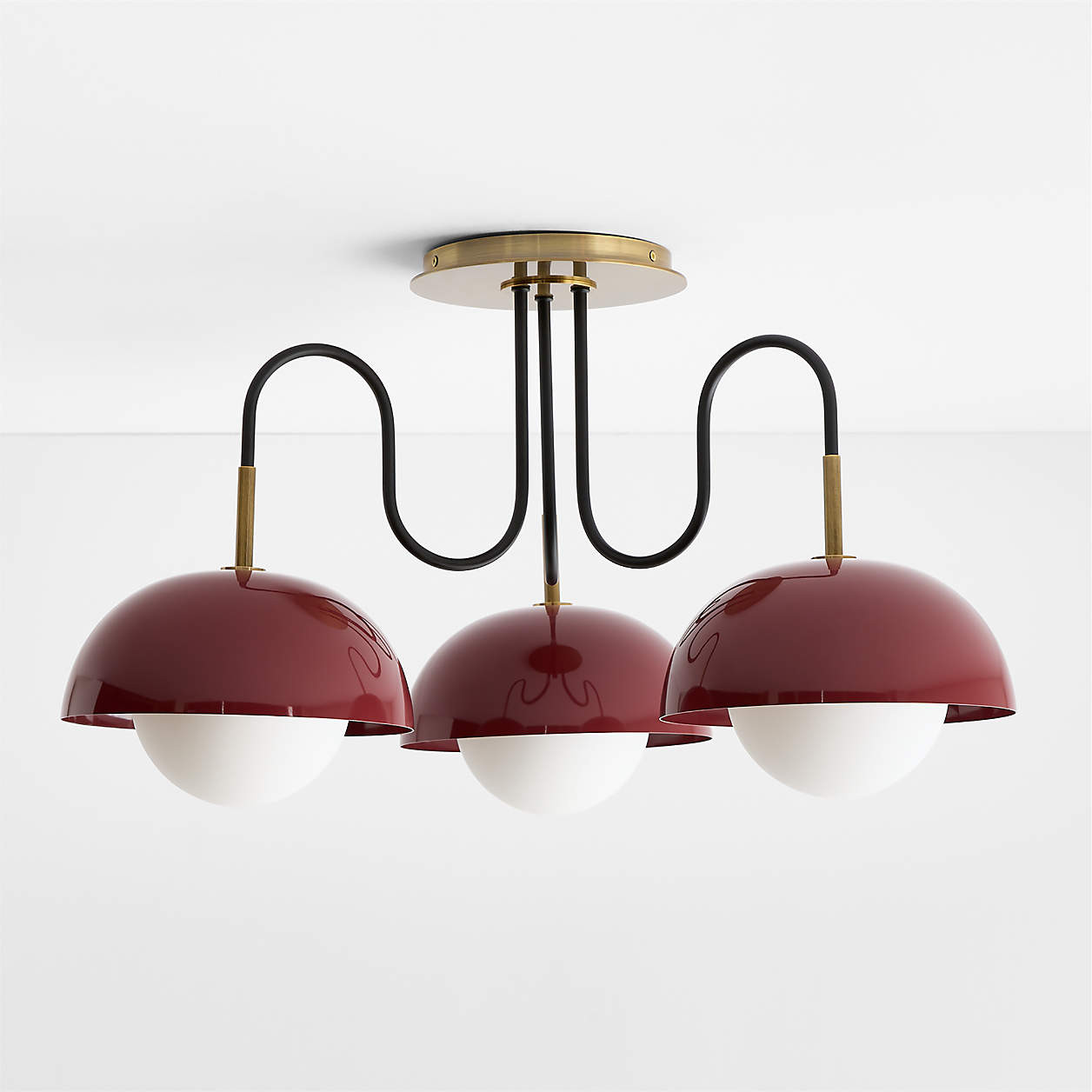 Lob Enamel and Brass Maroon Kids Ceiling Light by Venus Williams | Crate & Kids | Crate & Barrel