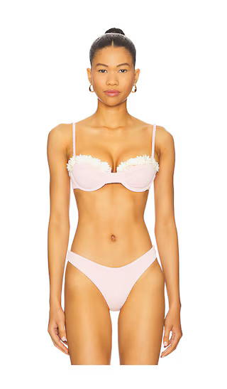 Georgie Bikini Top in Textured Pink | Revolve Clothing (Global)