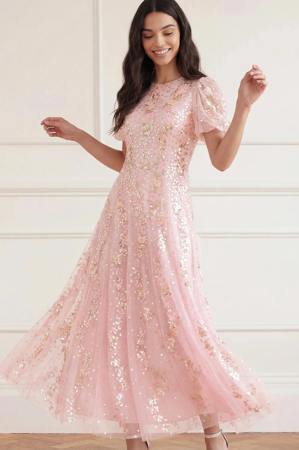 Confetti Round Neck Ankle Gown | Needle & Thread