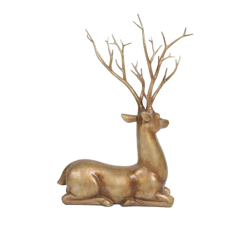 Holiday Time Gold Sitting Deer Christmas Tabletop Decoration, 13 inch - Walmart.com | Walmart (US)
