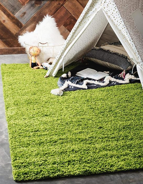 Unique Loom Solid Shag Collection Area Rug (7' 10" x 10' Rectangle, Grass Green) | Amazon (US)