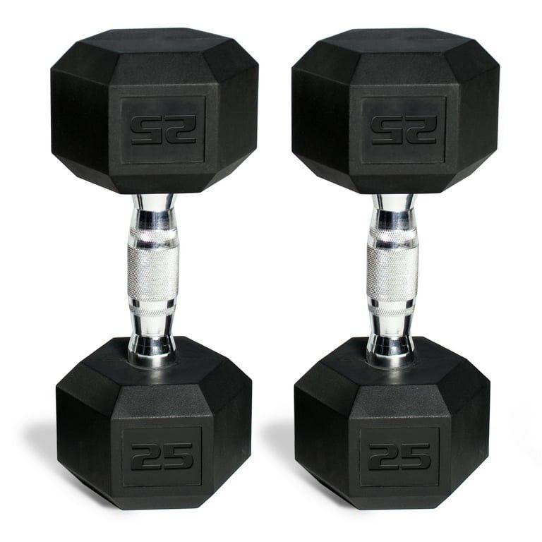 CAP Barbell, 25lb Coated Rubber Hex Dumbbell, Pair (Ships in 2 Boxes) | Walmart (US)