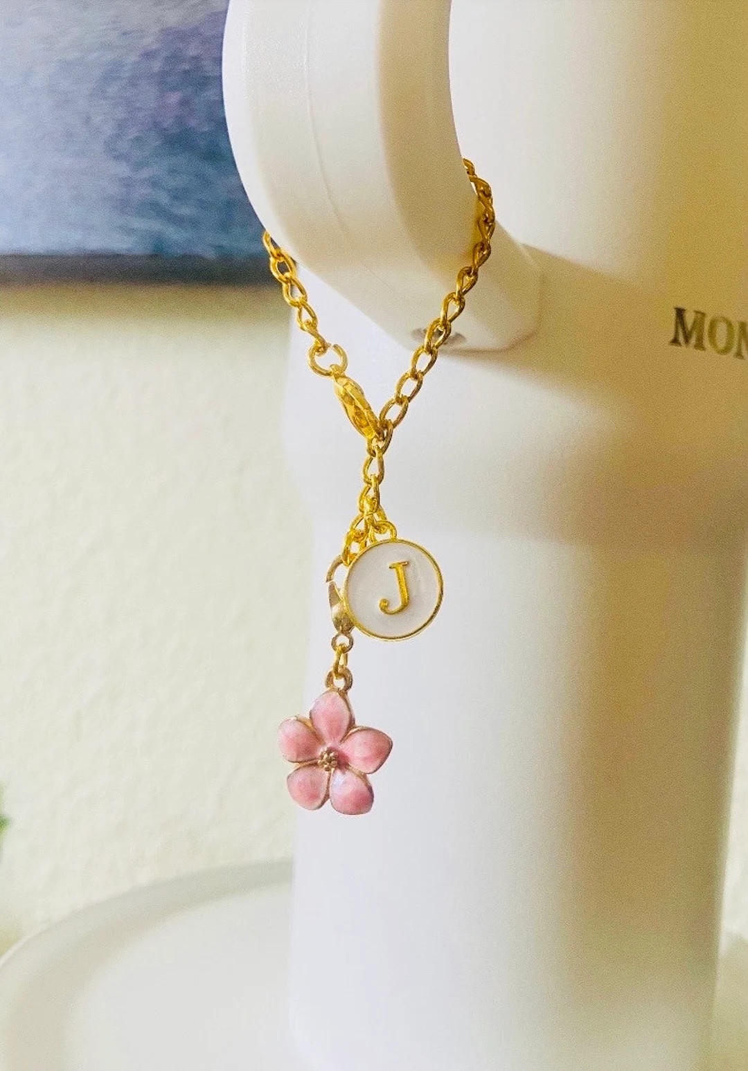 Stanley Cup Charm, Mothers Day Gift, Daisy Sakura Flower Water bottle Charms, Initial Letter char... | Etsy (US)