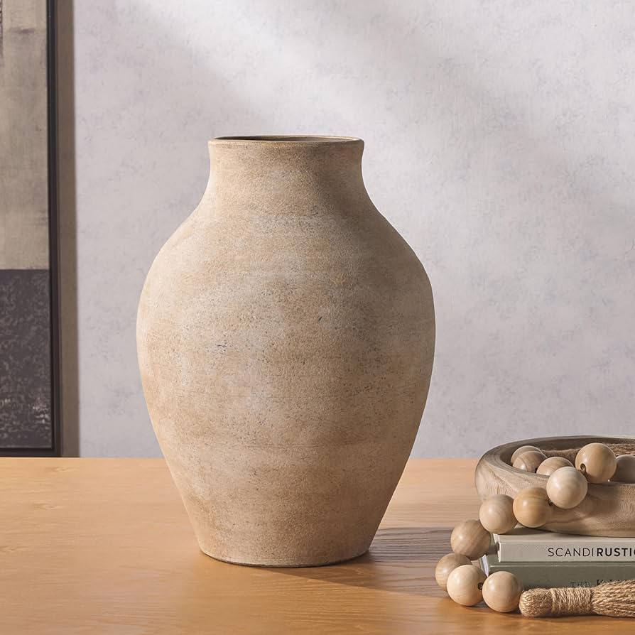 SAFAVIEH Home Collection Mesa Natural Urn Stoneware Decorative Vase | Amazon (US)