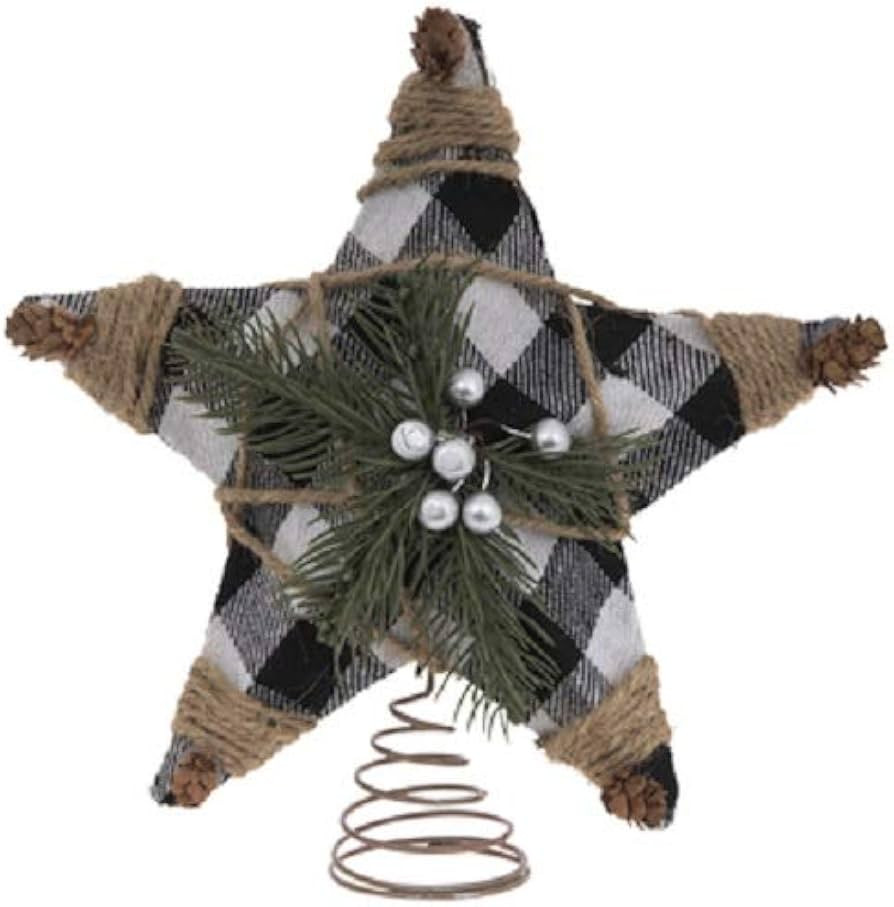 Buffalo Check, Jute and Pine Tree Topper Christmas Tree Topper | Amazon (US)