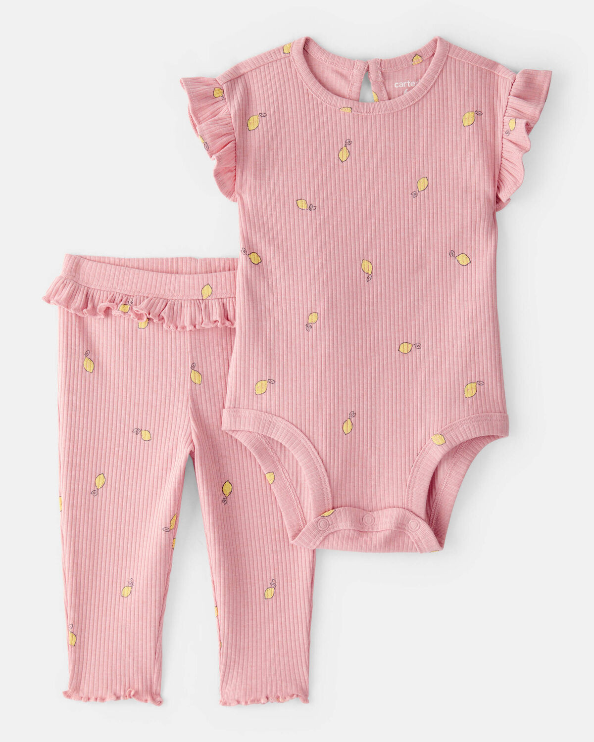 Baby Girl Lemon Bodysuit & Pant Set - Pink | Carter's | Carter's Inc