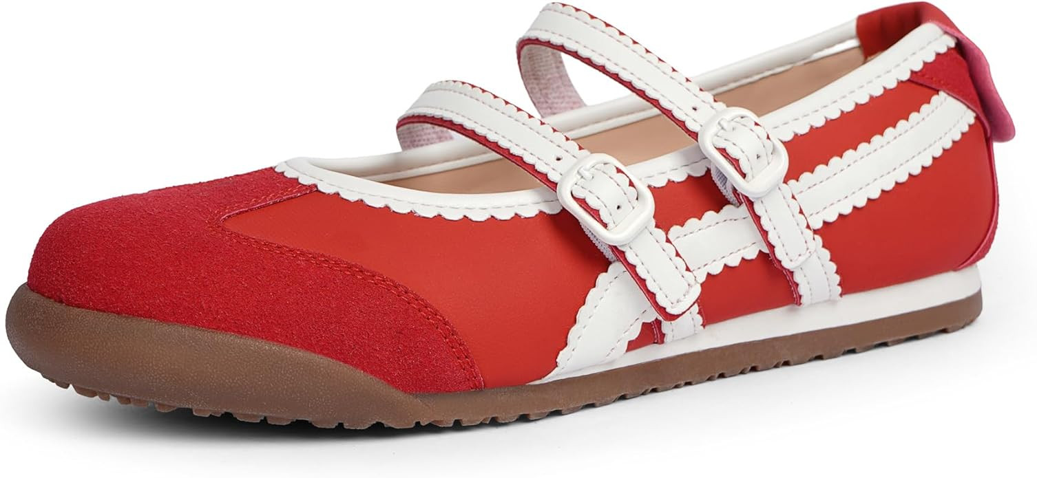 Fashion Sneakers for Women Mary Jane Shoes Comfortable Flat Two Strap Flat Shoes | Amazon (US)