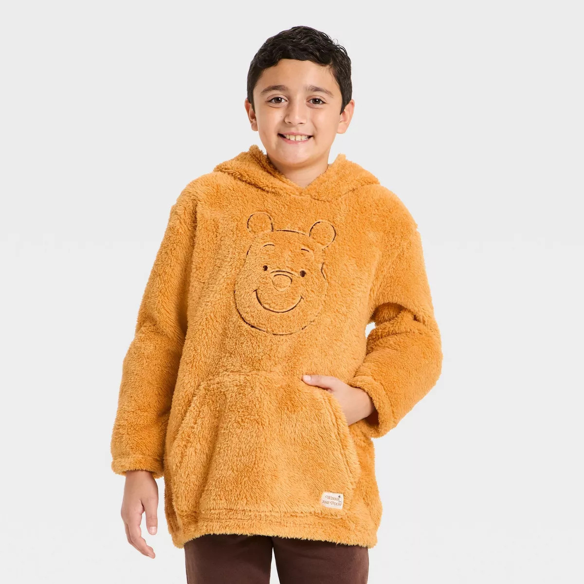 Boys' Winnie the Pooh Cozy Hooded Sweatshirt - Orange XS | Target